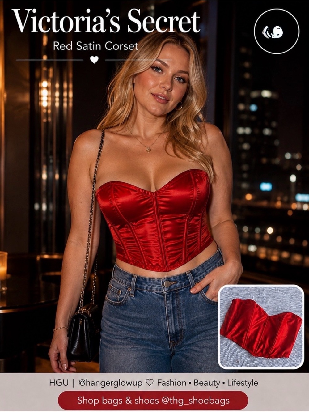 Victoria’s Secret Red Satin Corset Bustier Top XXL Structured Glam